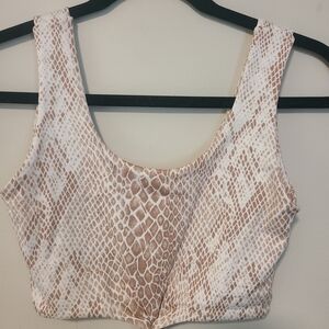 NEW! Super Soft Brown & White Snake Print Cropped Tank Top / Bra  - Size XS-M
